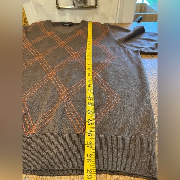 SIMONS Brown & Orange – Italian Extra Fine Merino Wool Sweater XXL - Picture 8 of 9